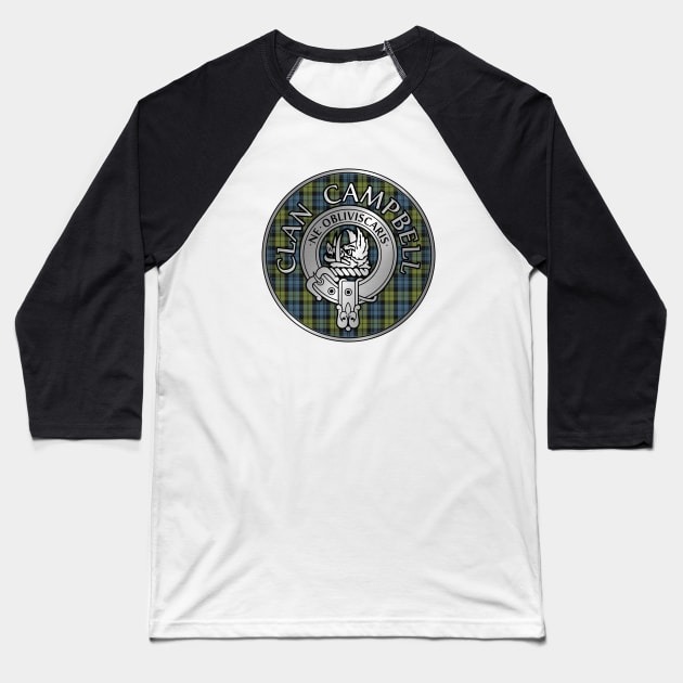 Clan Campbell Crest & Tartan Baseball T-Shirt by Taylor'd Designs